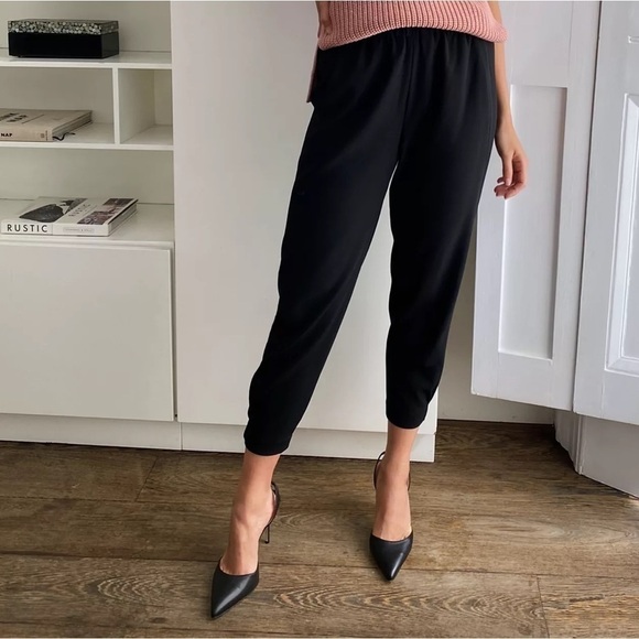 ARITZIA Babaton Black Dextor Mid Rise Ankle Trousers Tuxedo Pants size XS - Picture 1 of 16